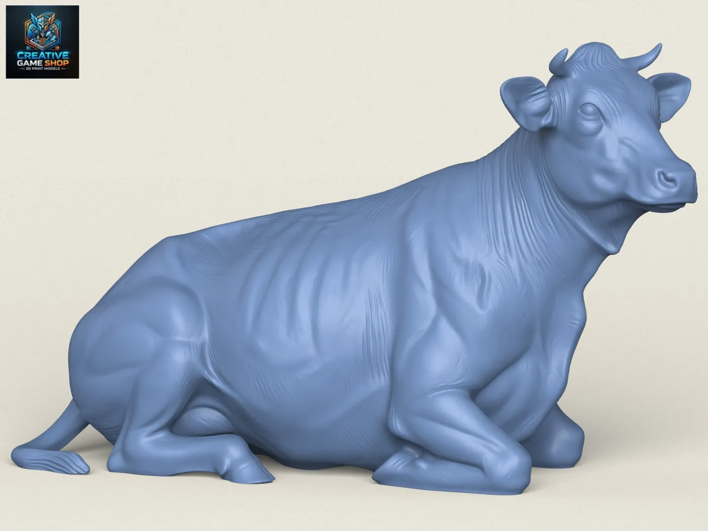 Cow Sitting 3D Print Model .c4d .max .obj .3ds .fbx .stl .blend