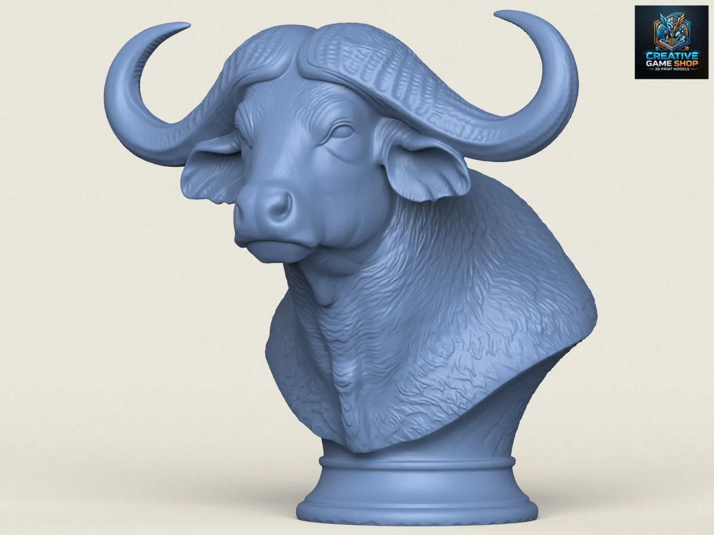 Wild Buffalo Bust 3D Print Model .c4d .max .obj .3ds .fbx .stl .blend 