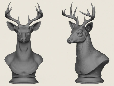 野鹿半身像 3D 打印模型