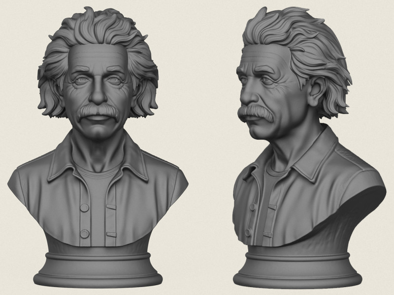 Buste d'Albert Einstein Modèles 3D en vedette .c4d .max .obj .3ds .fbx .stl .blend