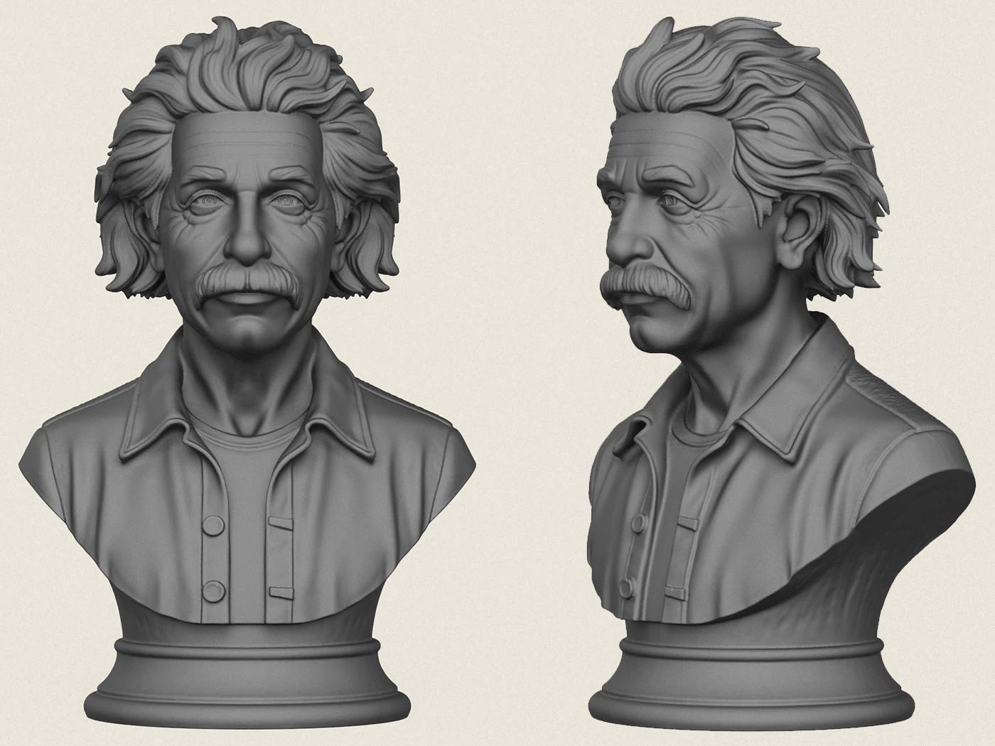 Albert Einstein Bust 3D Print Model .c4d .max .obj .3ds .fbx .stl .blend