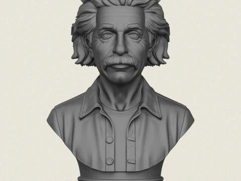 Albert Einstein Bust 3D Print Model