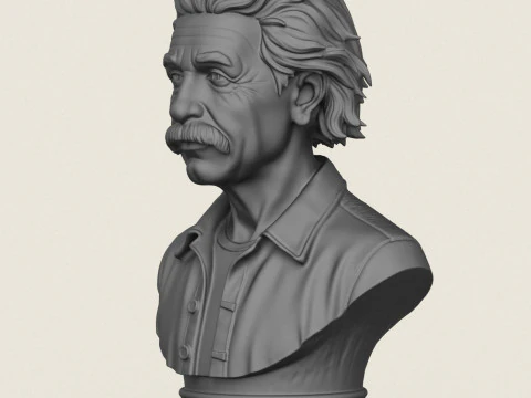 Albert Einstein Bust 3D Print Model