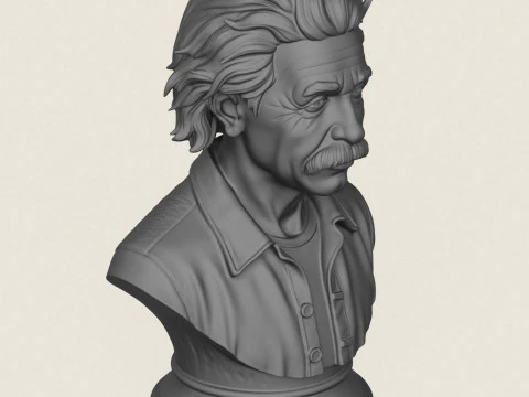Albert Einstein Bust 3D Print Model