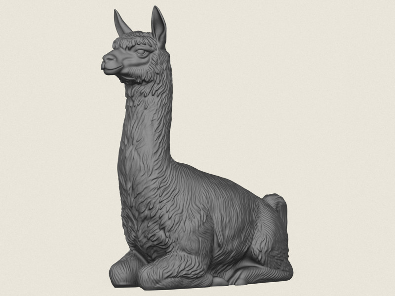 Alpaka Oturma 3D Baskı Modeli .c4d .max .obj .3ds .fbx .stl .blend 