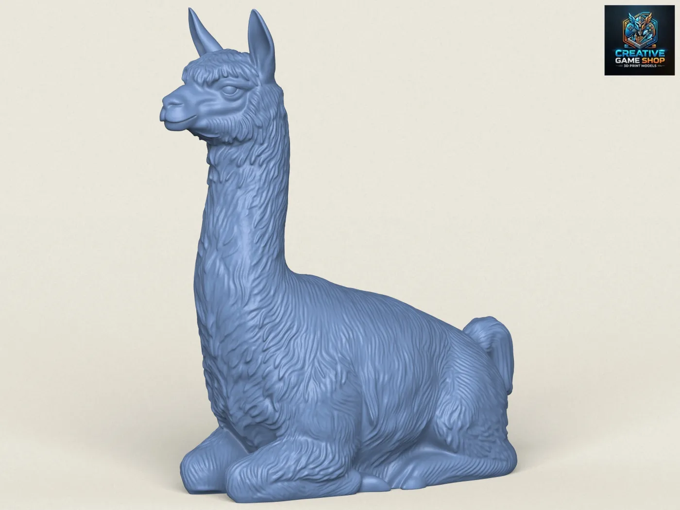 Alpaca Sitting 3D Print Model .c4d .max .obj .3ds .fbx .stl .blend 