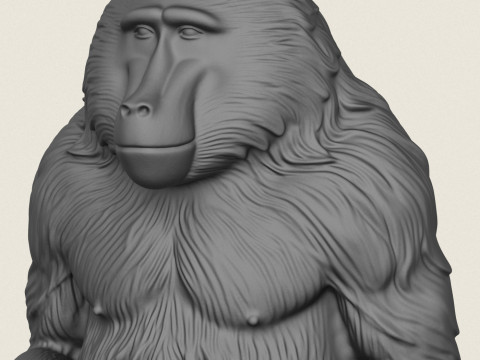 Бабуин-обезьяна сидит 3D Принт Модель