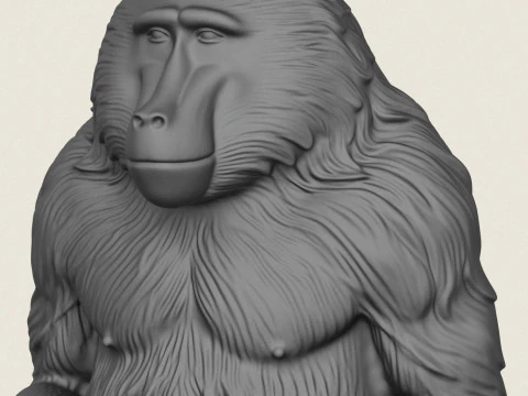 狒狒猴坐 3D 打印模型