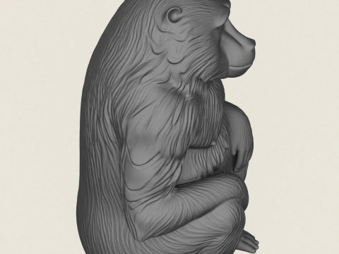狒狒猴坐 3D 打印模型