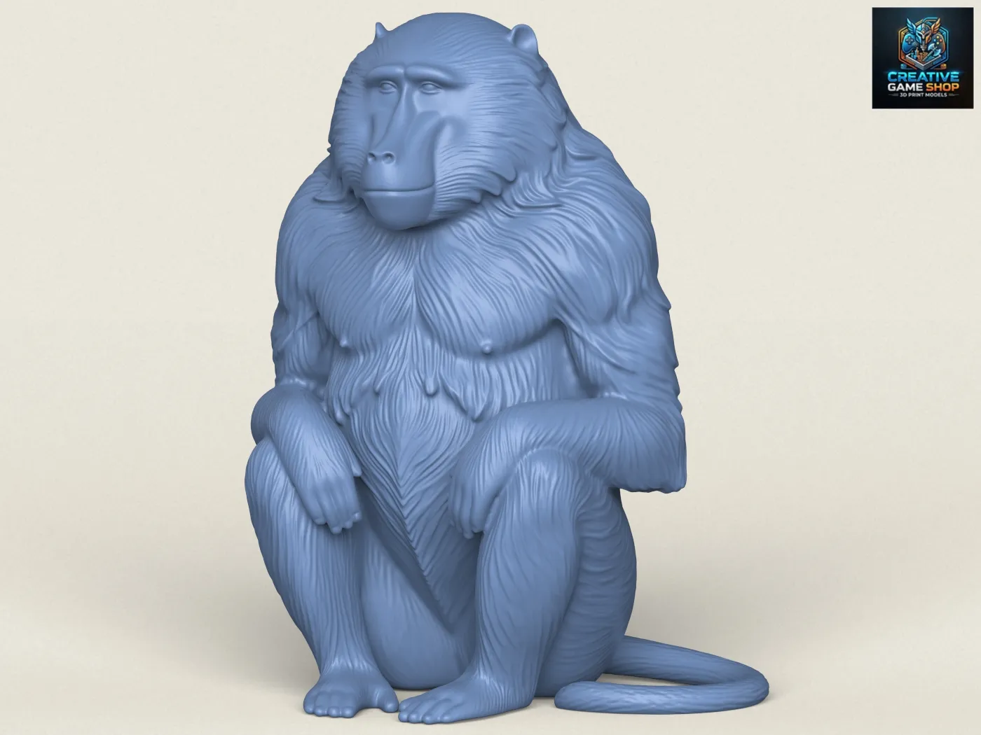 Baboon Monkey Sitting 3D Print Model .c4d .max .obj .3ds .fbx .stl .blend 
