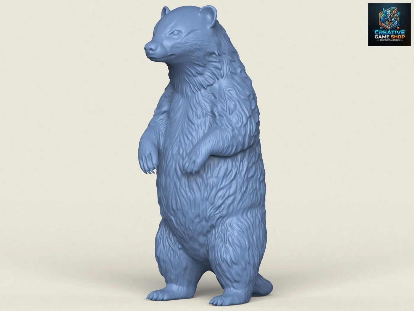 Badger Standing 3D Print Model .c4d .max .obj .3ds .fbx .stl .blend 