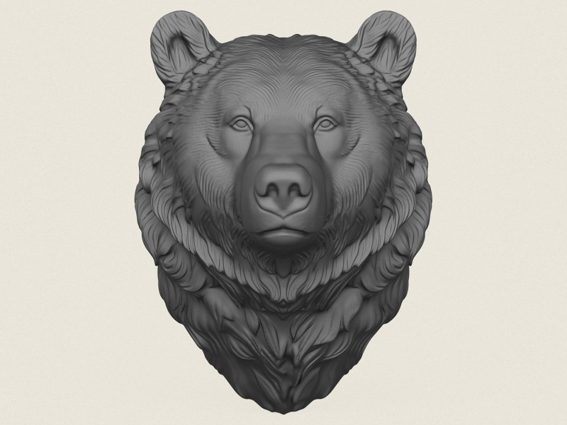 Wild Bear Head 3D Print Model .c4d .max .obj .3ds .fbx .stl .blend 