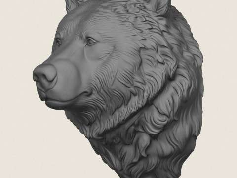 Wild Bear Head 3D Print Model