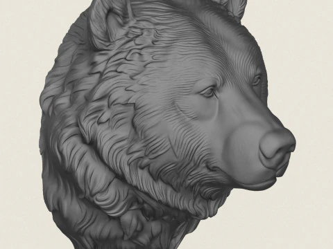 Vahşi Ayı Kafası 3D Baskı Modeli