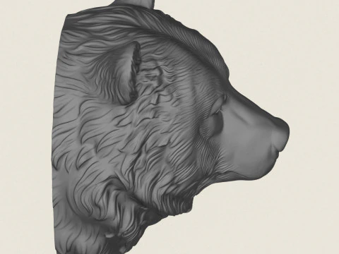 Vahşi Ayı Kafası 3D Baskı Modeli