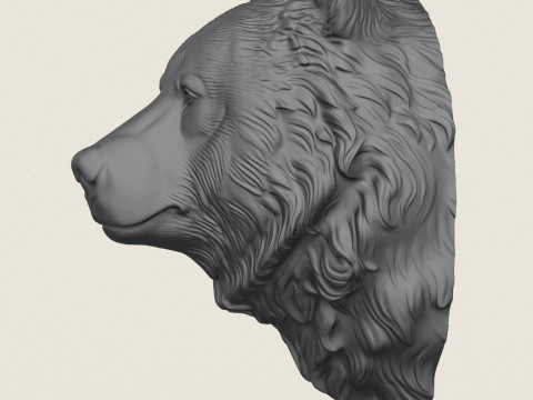 Wild Bear Head 3D Print Model