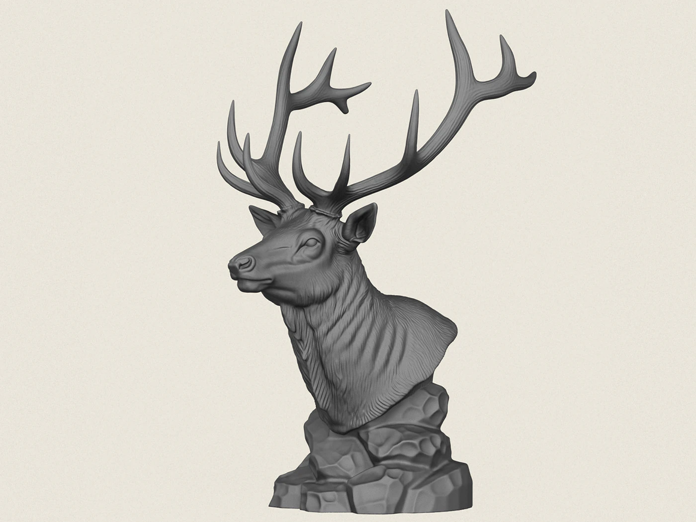 Wild Elk Statue 3D Print Model .c4d .max .obj .3ds .fbx .stl .blend 