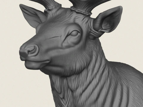 Wild Elk Statue 3D Print Model