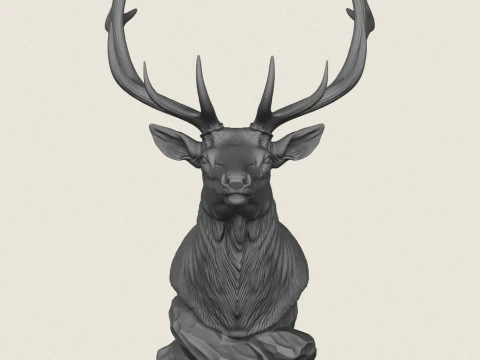 Wild Elk Statue 3D Print Model