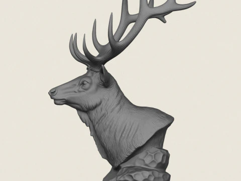 Wild Elk Statue 3D Print Model