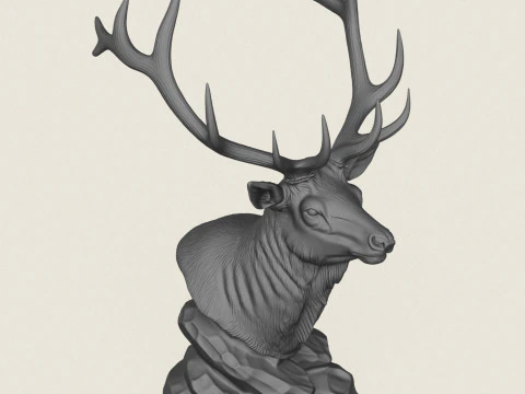 Wild Elk Statue 3D Print Model
