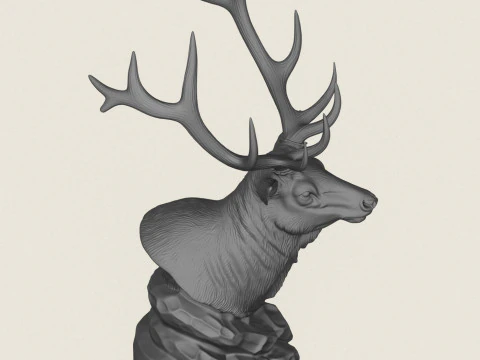 Wild Elk Statue 3D Print Model