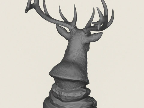 Wild Elk Statue 3D Print Model