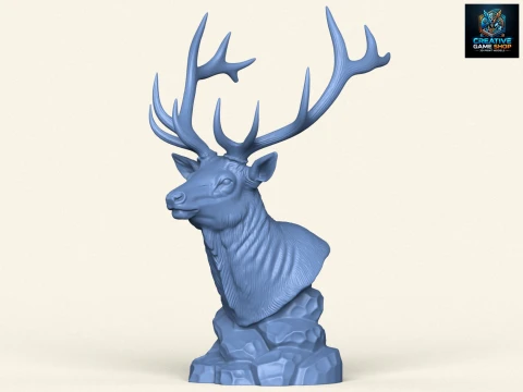 야생 엘크 동상 3D 프린트 모델