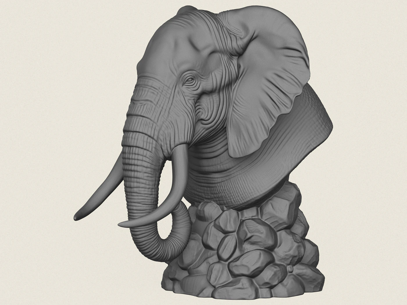 Buste d'&eacute;l&eacute;phant Modèles 3D en vedette .c4d .max .obj .3ds .fbx .stl .blend 