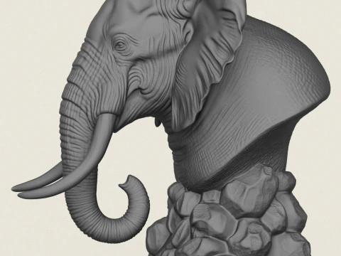 Buste d'&eacute;l&eacute;phant Modèles 3D en vedette