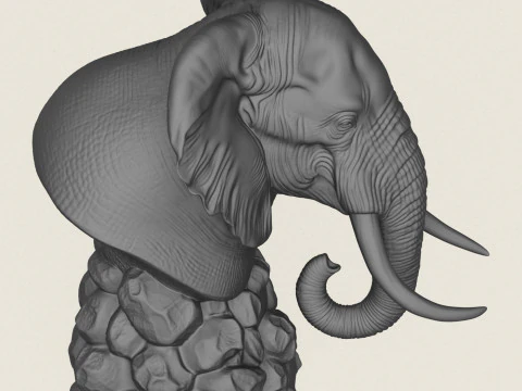Buste d'&eacute;l&eacute;phant Modèles 3D en vedette