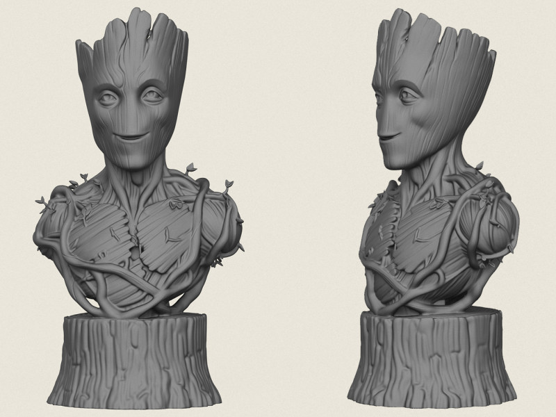 Busto di Groot Modello di stampa 3D .c4d .max .obj .3ds .fbx .stl .blend