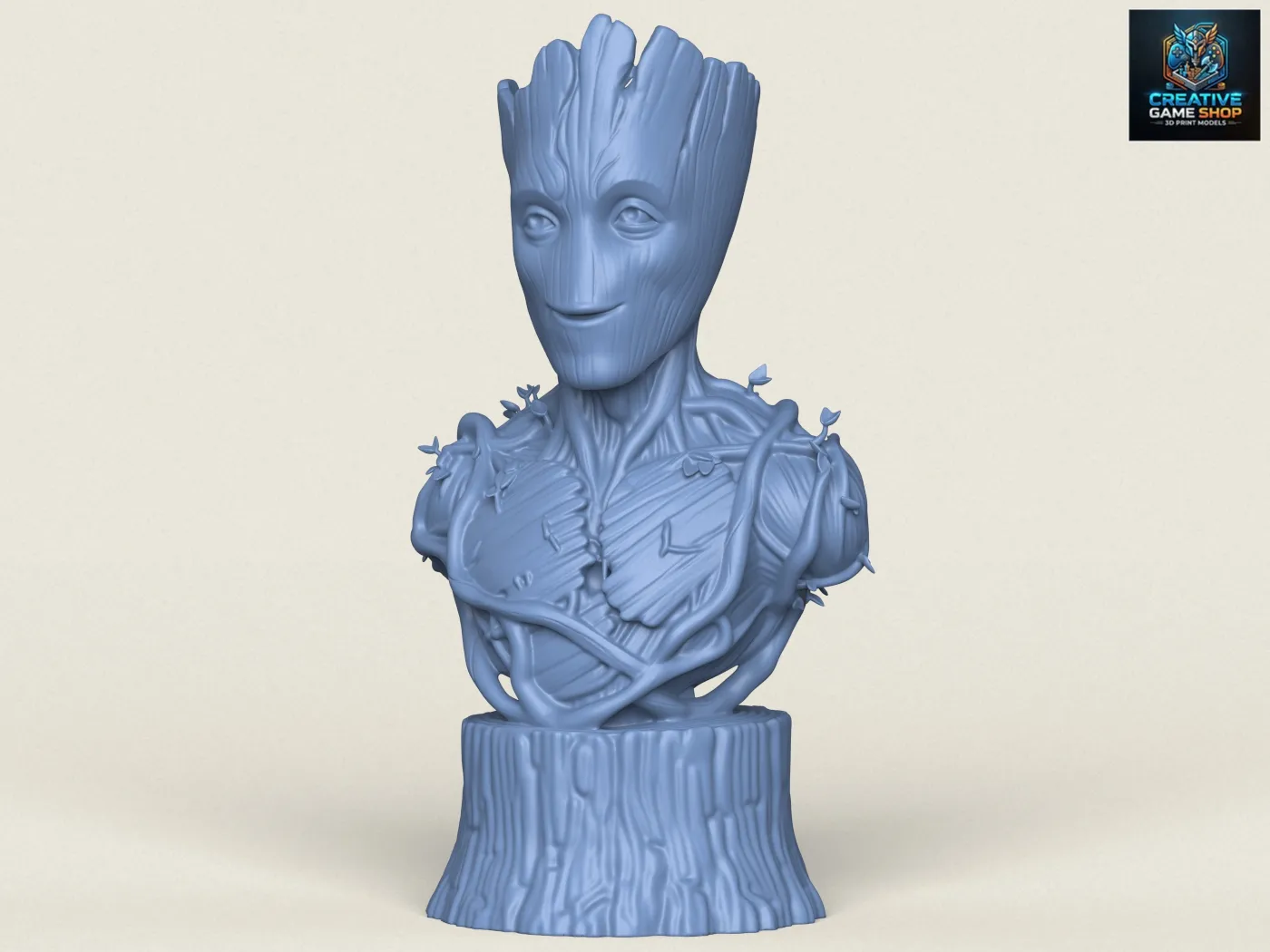 Groot Bust 3D Print Model .c4d .max .obj .3ds .fbx .stl .blend