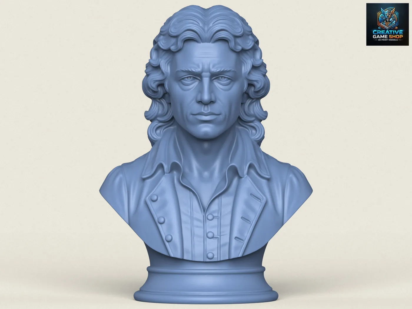 Sir Isaac Newton Bust 3D Print Model .c4d .max .obj .3ds .fbx .stl .blend