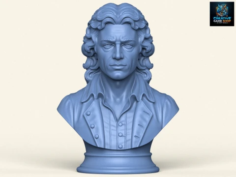 Buste de Sir Isaac Newton Modèles 3D en vedette