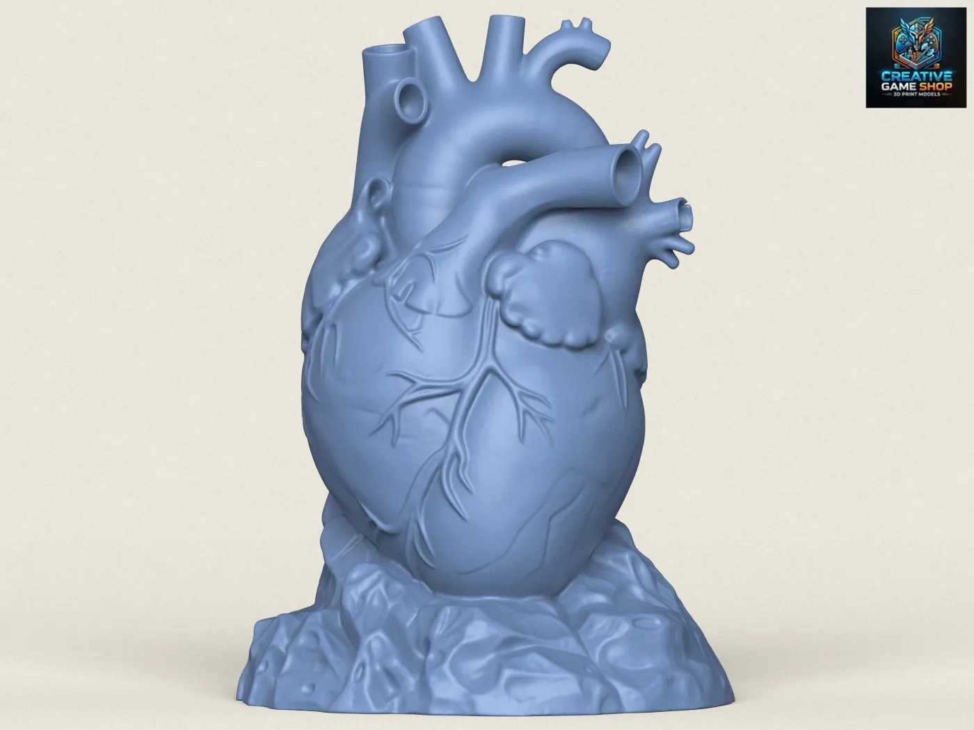 Human Heart Sculpture 3D Print Model .c4d .max .obj .3ds .fbx .stl .blend