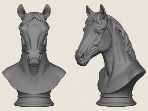 Horse Bust 3D Print Model
