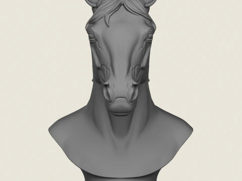 马半身像 3D 打印模型