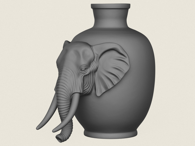 Traditional Elephant Head Jug 3D Print Model .c4d .max .obj .3ds .fbx .stl .blend 