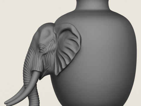 Traditional Elephant Head Jug 3D Print Model