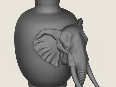 Traditional Elephant Head Jug 3D Print Model
