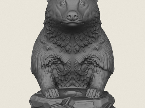 Wild Badger Bust 3D Print Model