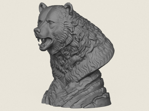 Buste van een wilde beer 3D printmodel