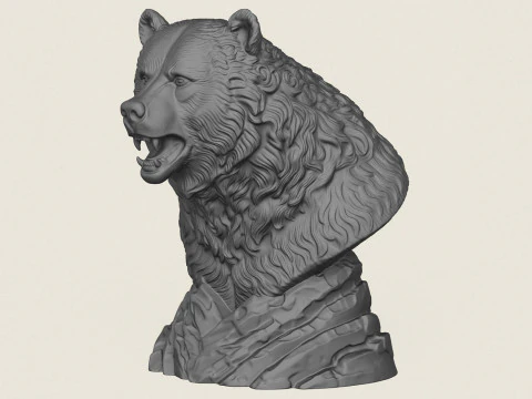 野熊半身像 3D 打印模型