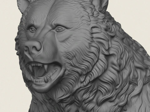 Wild Bear Bust 3D Print Model