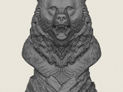Wild Bear Bust 3D Print Model