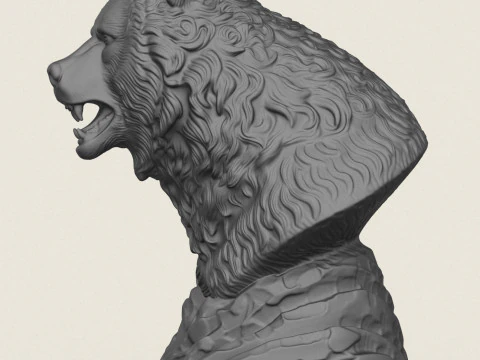 Wild Bear Bust 3D Print Model