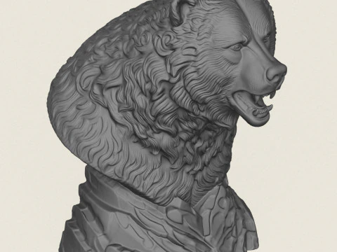 Wild Bear Bust 3D Print Model