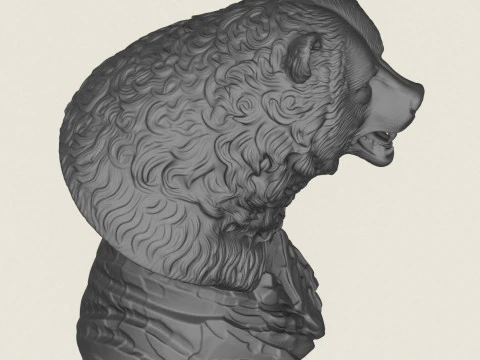 Wild Bear Bust 3D Print Model