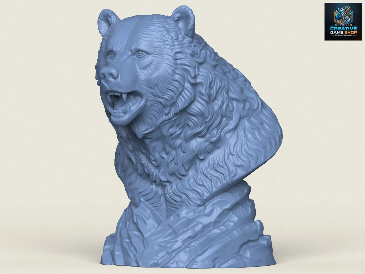 Wild Bear Bust 3D Print Model .c4d .max .obj .3ds .fbx .stl .blend